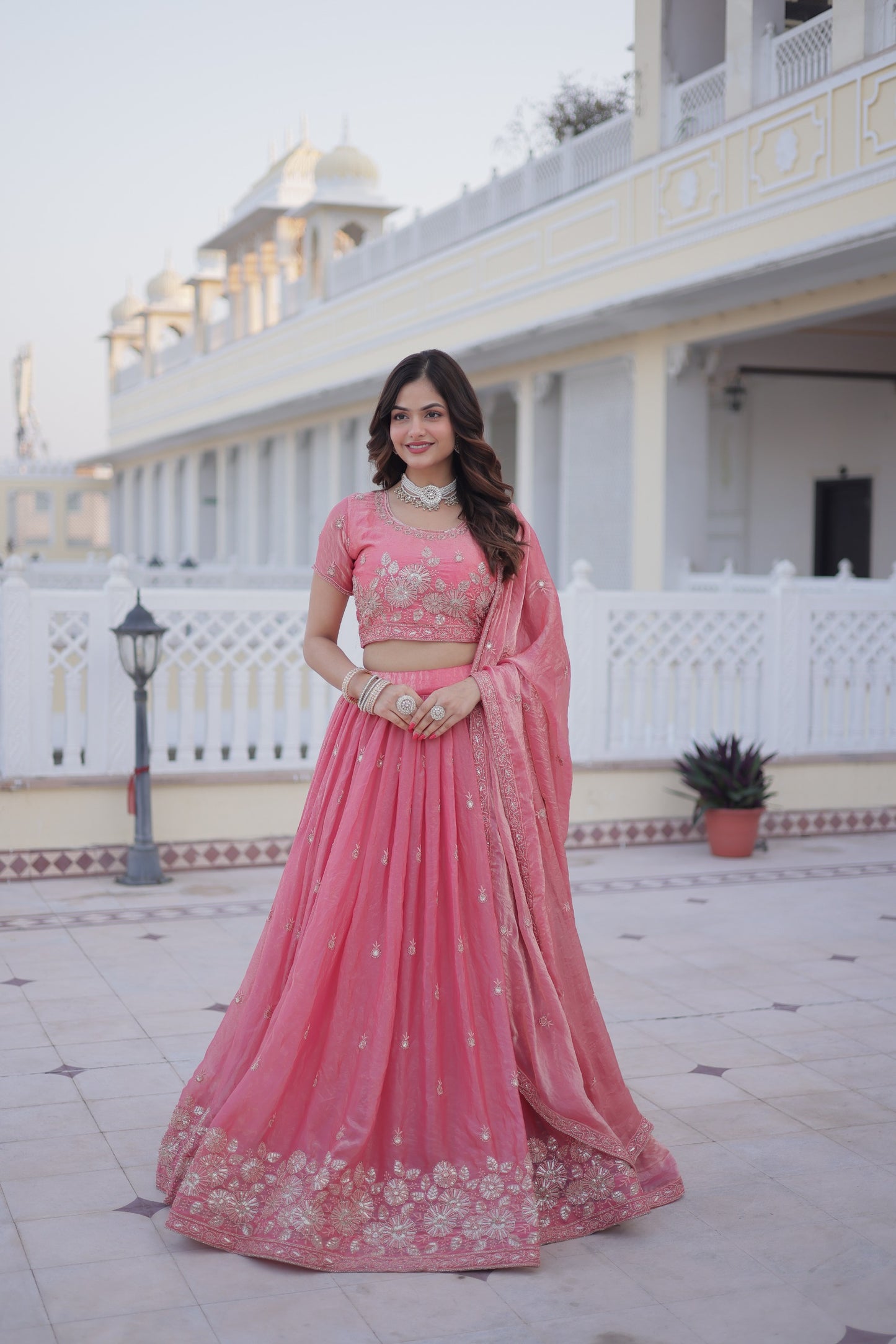 Dorsaron Women's Majestic Gajri Fendi Silk Embroider Work Lehenga Choli