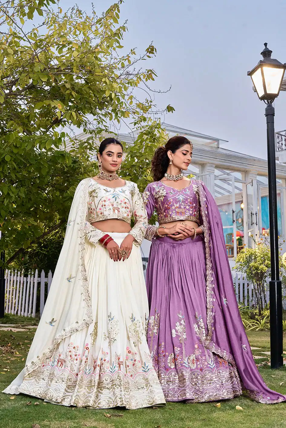Dorsaron Women's White Vichitra Silk Thread Work Lehenga Choli