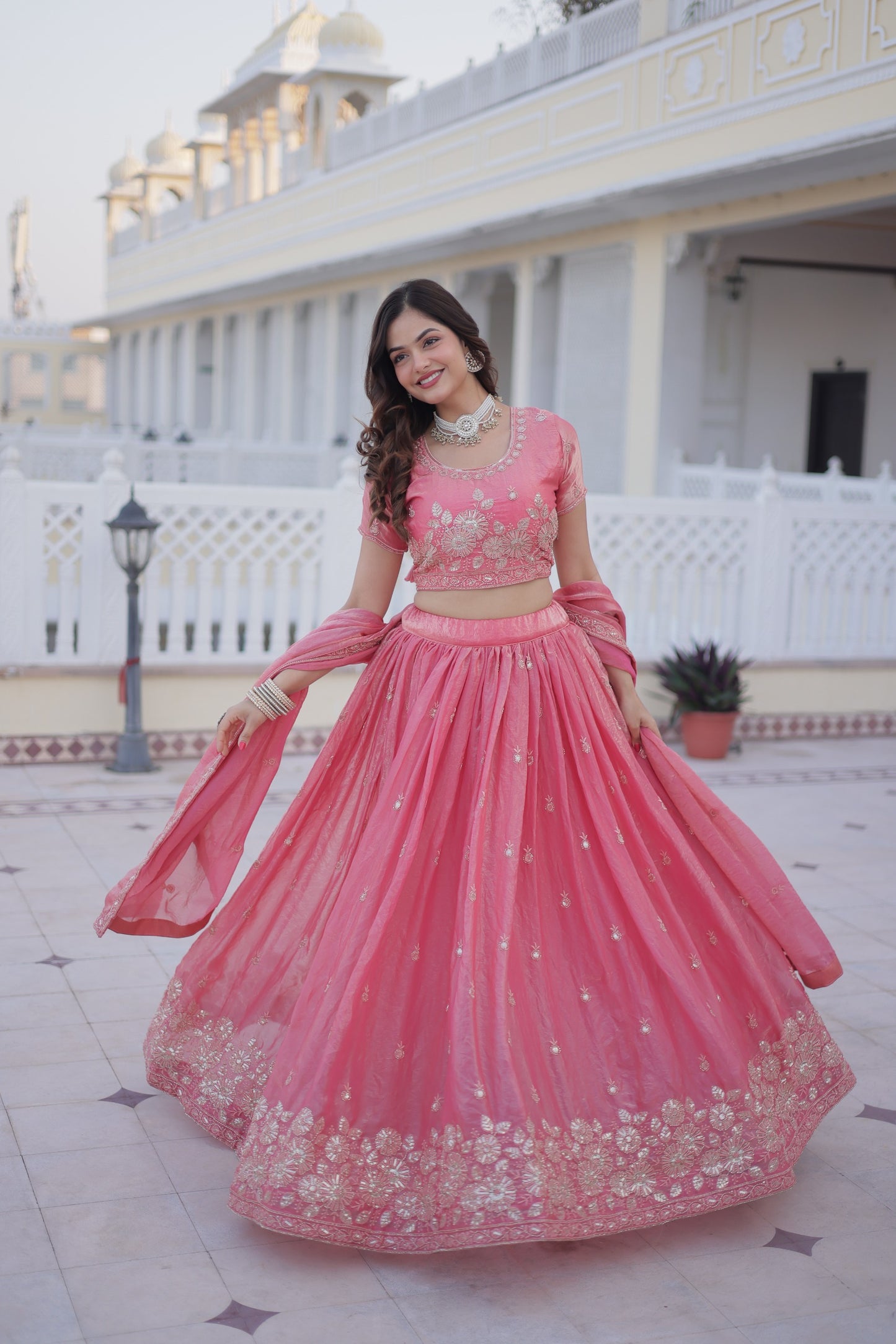 Dorsaron Women's Majestic Gajri Fendi Silk Embroider Work Lehenga Choli